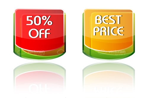 50% Off and Best Price Icons